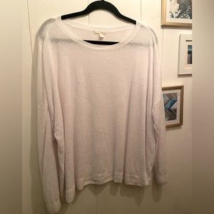 Eileen Fisher white linen long sleeve top size XL